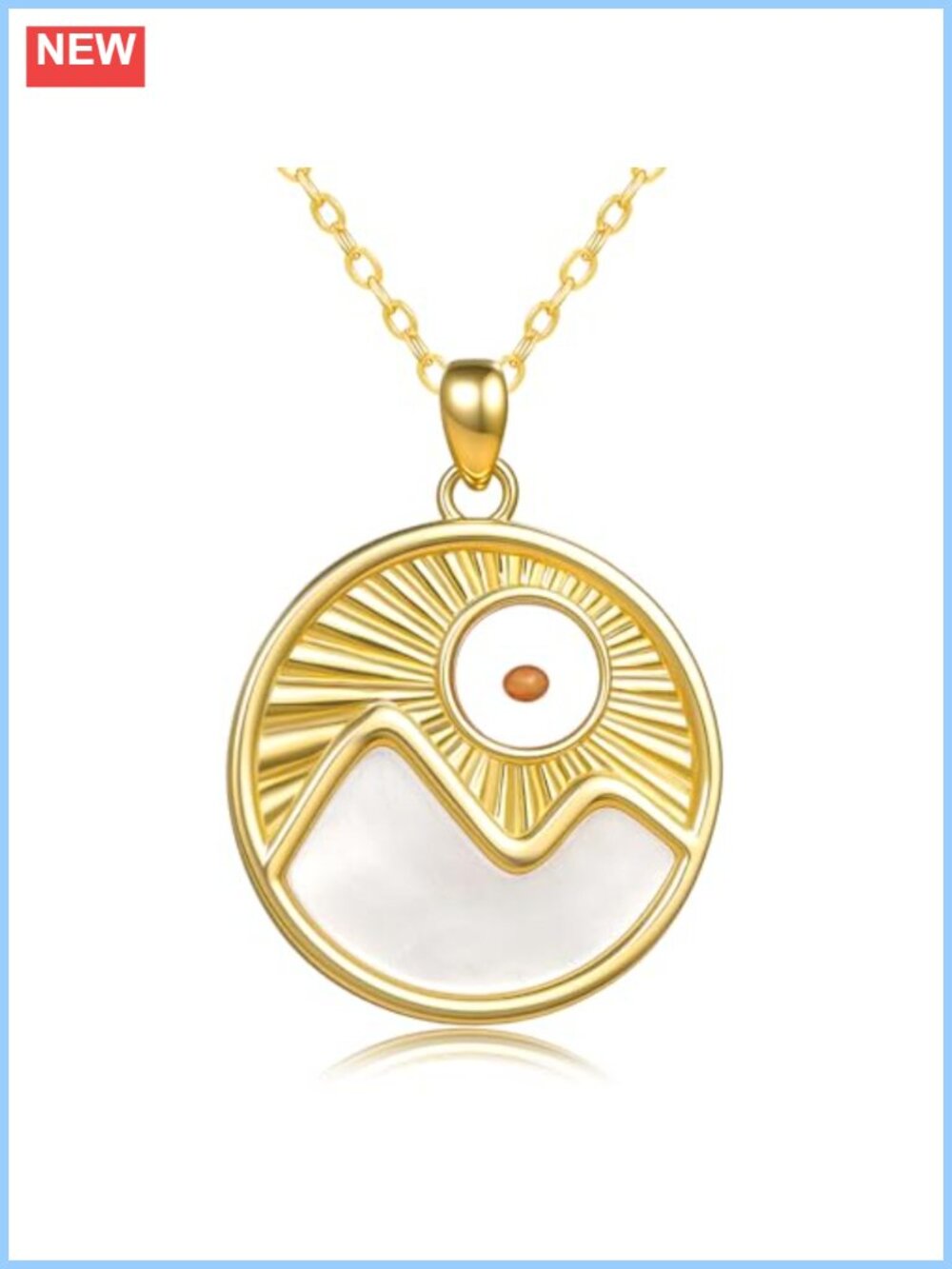 14K Gold Plated Mustard Seed Necklace Mother of Pearl Pendant